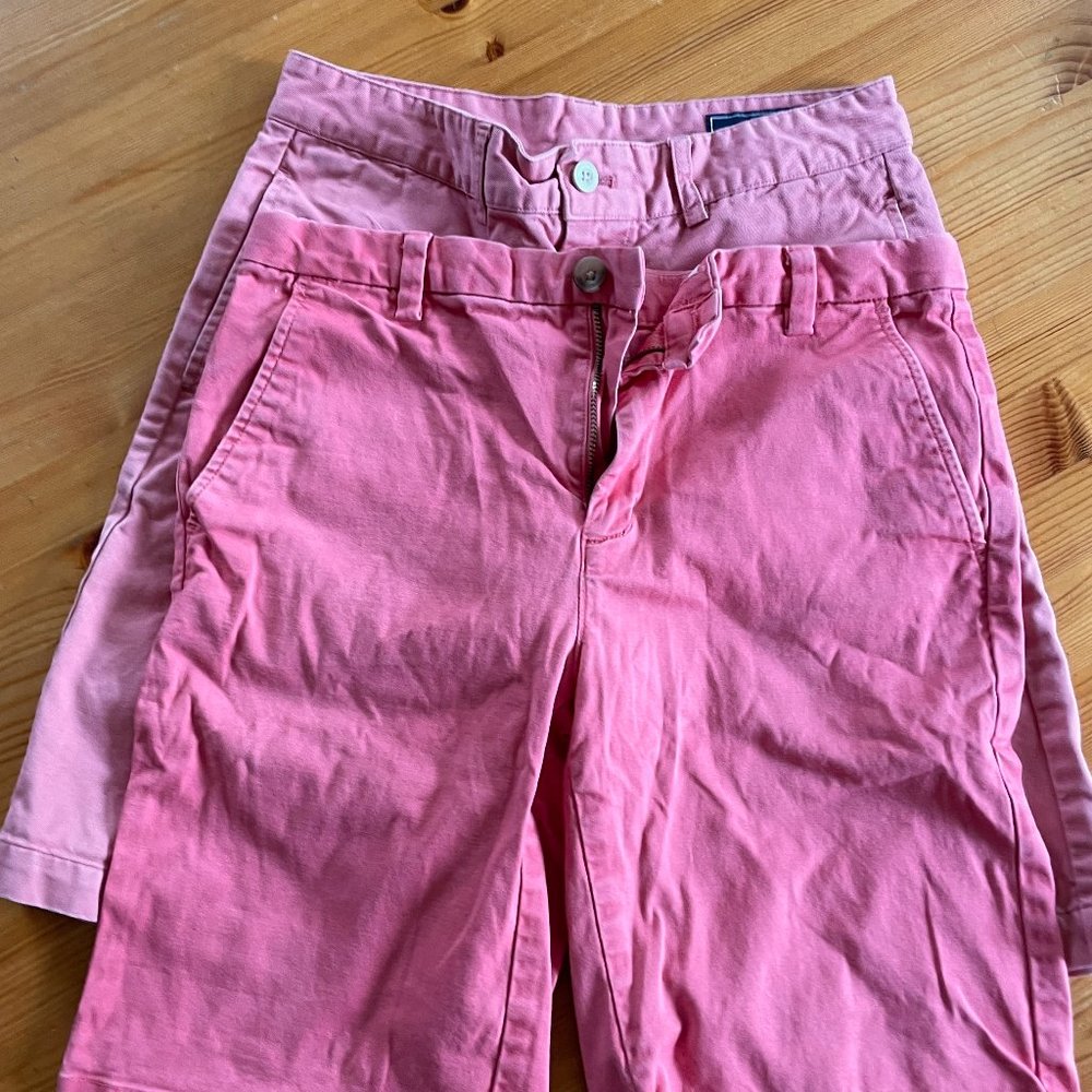 Two pairs of Boys Vineyard Vines pink chino shorts